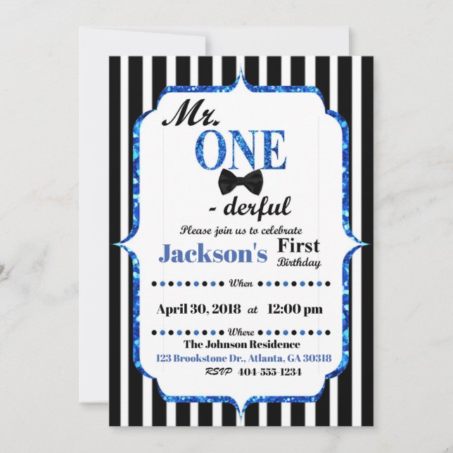 Mr ONEderful First Birthday bjudande Inbjudningar (Framsida)