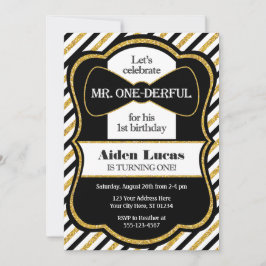 Mr ONEderful First Birthday bjudande Inbjudningar