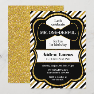 Mr ONEderful First Birthday bjudande Inbjudningar