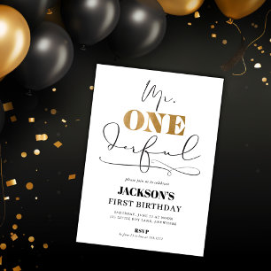 Mr ONEderful First Birthday bjudande Inbjudningar
