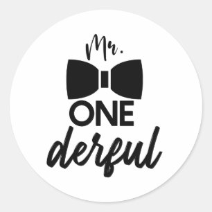 Mr ONEderful Mr First Birthday Bann Runt Klistermärke