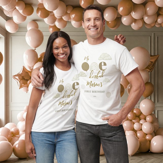 Mr Onederful Neutral Cloud Birthday Family T Shirt (Skapare uppladdad)