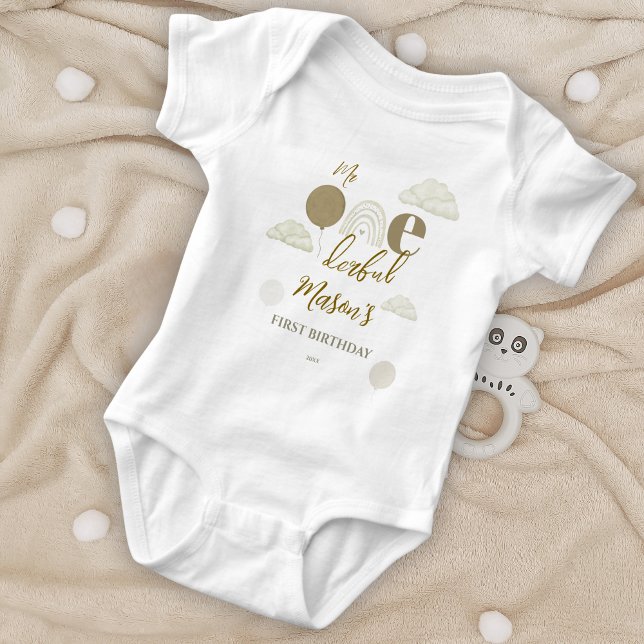 Mr Onederful Neutral Cloud Boho First Birthday T Shirt (Skapare uppladdad)
