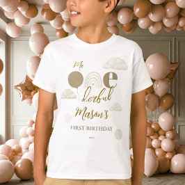 Mr Onederful Neutral Cloud Boho First Birthday T Shirt
