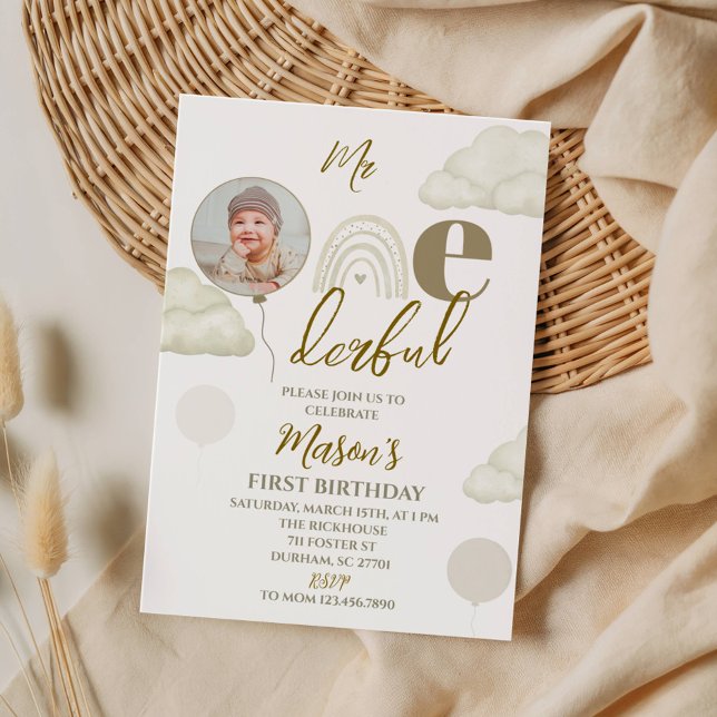 Mr ONEderful Photo First Birthday Inbjudningar (Skapare uppladdad)