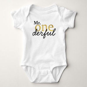 Mr Onederful Svart och Falskt Guld Baby Tröja
