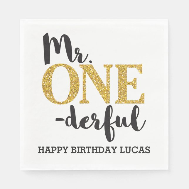 Mr ONEderful White Luncheon Papper Napkins Pappersservett (Framsidan)