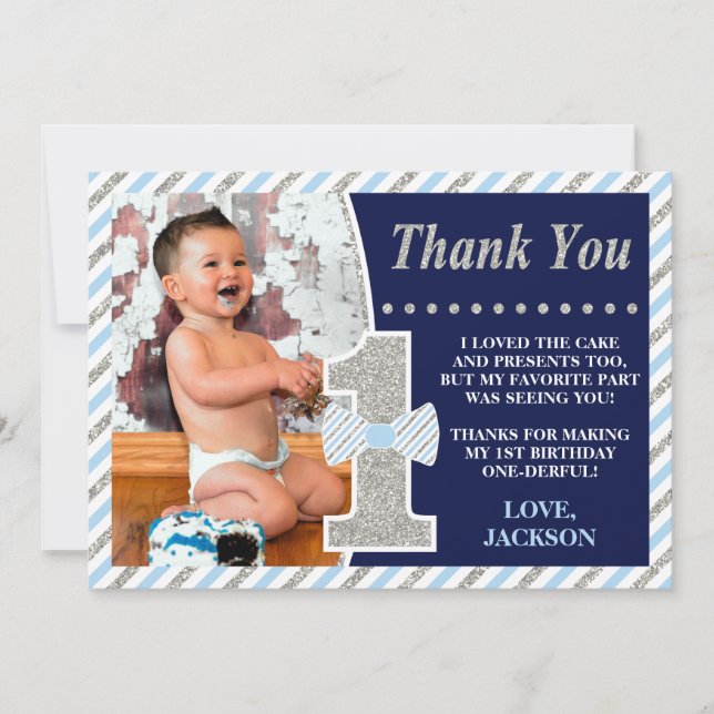 Mr ONEunderbar Birthday Tack you Card with Photo (Framsida)