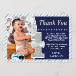 Mr ONEunderbar Birthday Tack you Card with Photo Kort