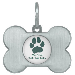 Mr. Paws Paw Print Husdjurs ID-märke ID-bricka Husdjur