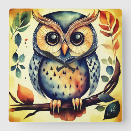 Mr. Primitive Owl Fyrkantig Klocka