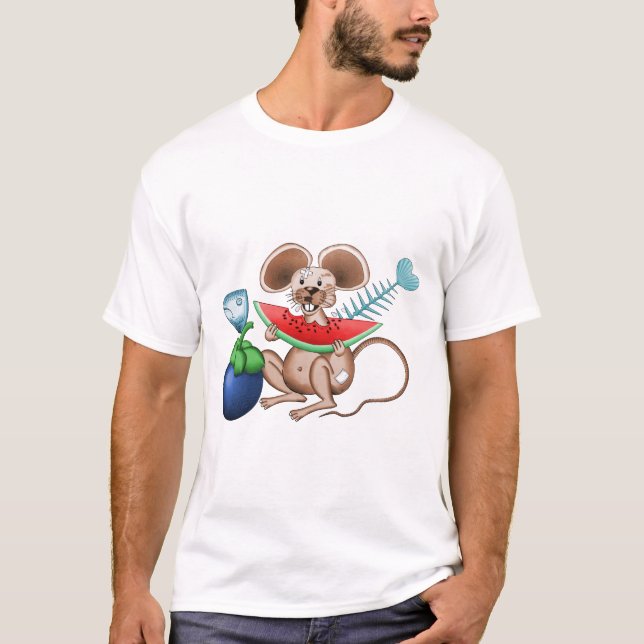 Mr. Rat enjoying his meal T-Shirt (Framsida)