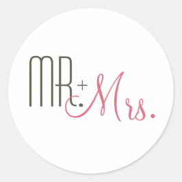 Mr. & Retro Modern Bröllop kuvertförseglingar Runt Klistermärke