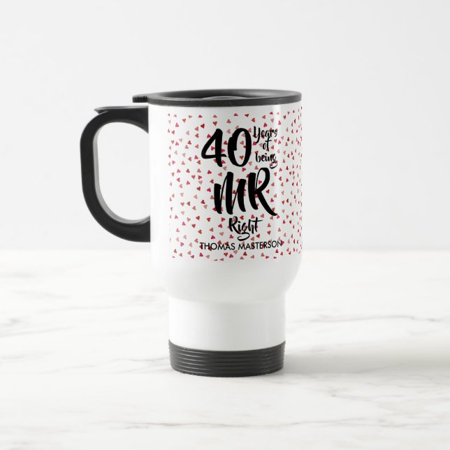 Mr Right 40-årsjubileum Ruby Hearts Konfetti Resemugg (Vänster)