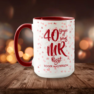 Mr Right Fun 40th Ruby Wedding Anniversary Mugg