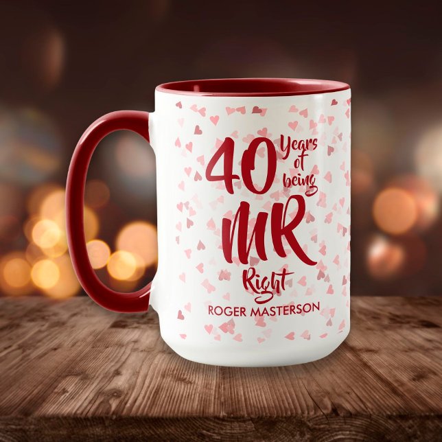 Mr Right Fun 40th Ruby Wedding Anniversary Mugg (Skapare uppladdad)
