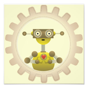 Mr Robot med Steampunk Gear Heart Photo Print Fototryck