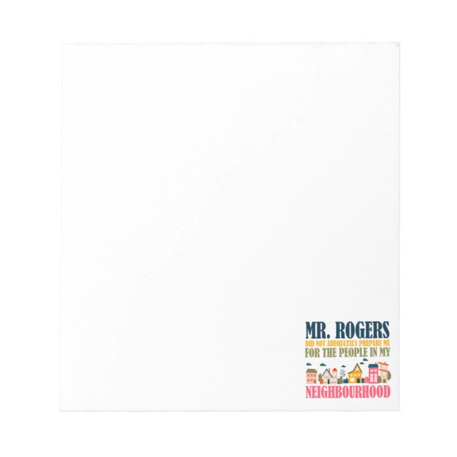Mr Rogers förberedde mig inte i mitt grannskap Anteckningsblock (Framsida)