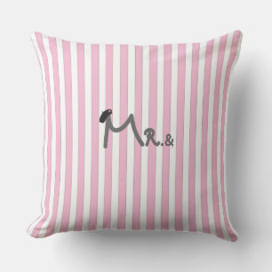 Mr. rosa rand Pillow med rosa båge Kudde