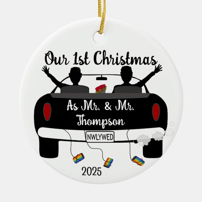 Mr.'s 1st Christmas Newlyweds Ceramic Ornament (Framsidan)