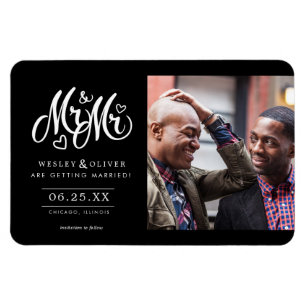 Mr. & Skript - Spara datumet med foto Magnet