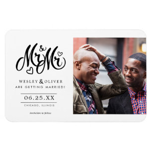 Mr. & Skript - Spara datumet med foto Magnet