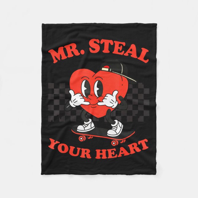 Mr Steal Your Heart For Boys Toddlers Valentine's  Fleecefilt (Framsidan)