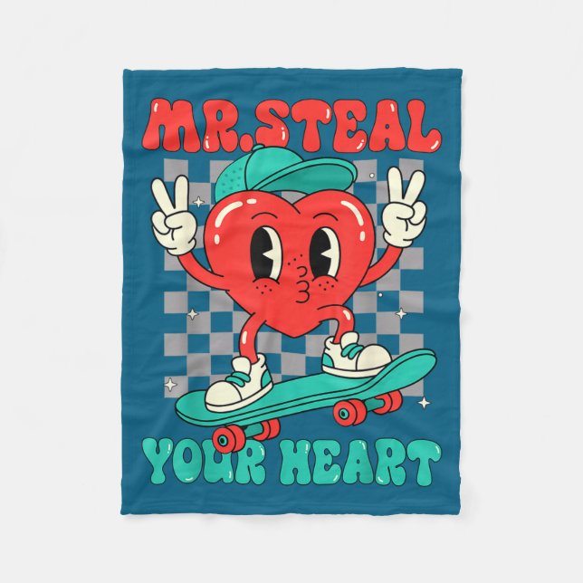 Mr Steal Your Heart For Boys Toddlers Valentine's  Fleecefilt (Framsidan)