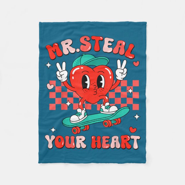 Mr Steal Your Heart For Boys Toddlers Valentine's  Fleecefilt (Framsidan)