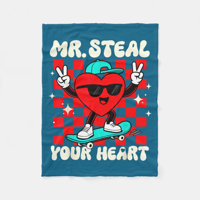 Mr Steal Your Heart For Boys Toddlers Valentine's  Fleecefilt (Framsidan)