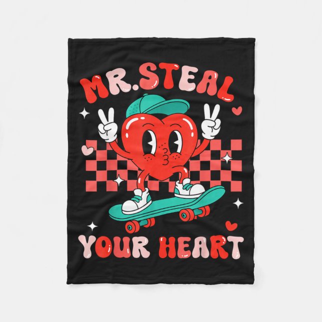 Mr Steal Your Heart For Boys Toddlers Valentine's  Fleecefilt (Framsidan)