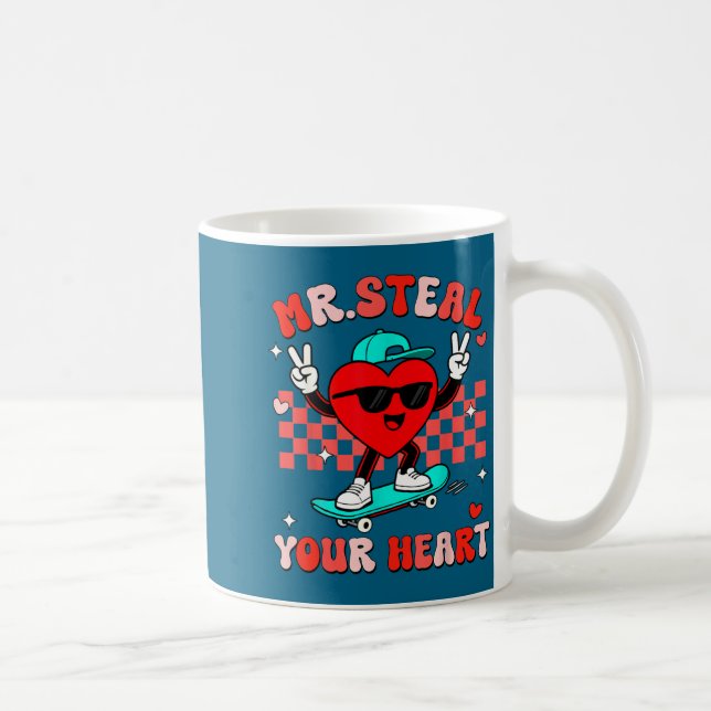 Mr Steal Your Heart For Boys Toddlers Valentine's  Kaffemugg (Höger)