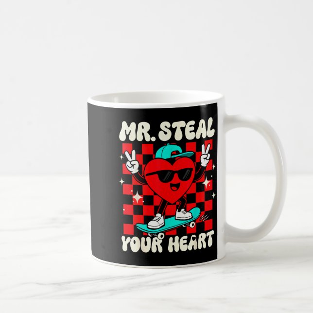 Mr Steal Your Heart For Boys Toddlers Valentine's  Kaffemugg (Höger)
