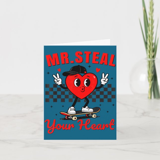 Mr Steal Your Heart For Boys Toddlers Valentine's  Kort (Framsida)