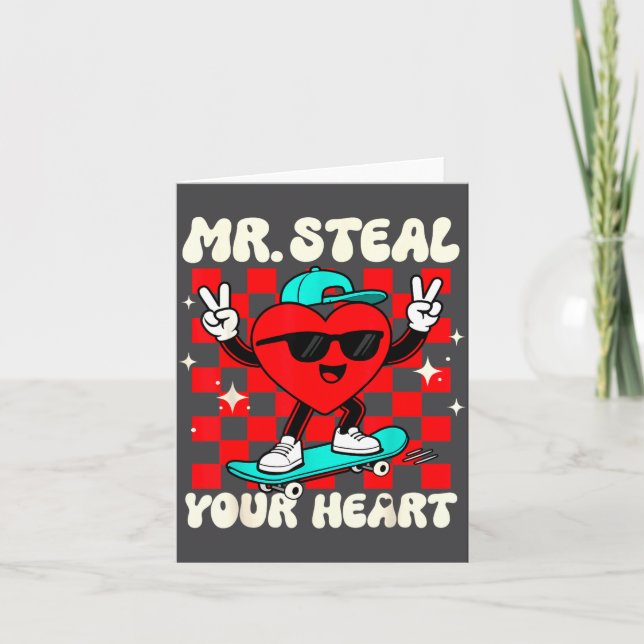 Mr Steal Your Heart For Boys Toddlers Valentine's  Kort (Framsida)