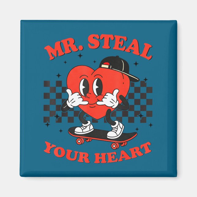 Mr Steal Your Heart For Boys Toddlers Valentine's  Magnet (Framsidan)