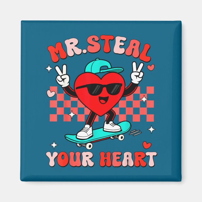Mr Steal Your Heart For Boys Toddlers Valentine's  Magnet (Framsidan)