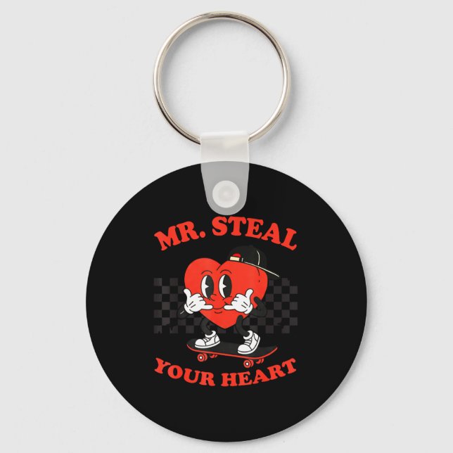 Mr Steal Your Heart For Boys Toddlers Valentine's  Nyckelring (Framsida)