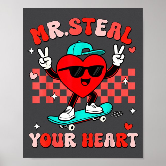 Mr Steal Your Heart For Boys Toddlers Valentine's  Poster (Framsidan)