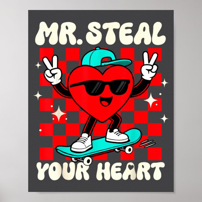 Mr Steal Your Heart For Boys Toddlers Valentine's  Poster (Framsidan)