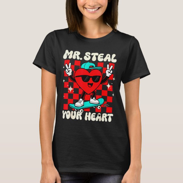 Mr Steal Your Heart For Boys Toddlers Valentine's  T Shirt (Framsida)