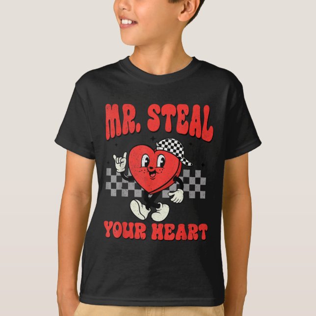 Mr Steal Your Heart For Boys Toddlers Valentine's  T Shirt (Framsida)