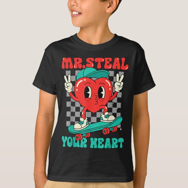 Mr Steal Your Heart For Boys Toddlers Valentine's  T Shirt (Framsida)