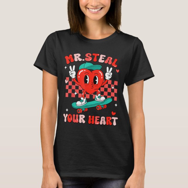Mr Steal Your Heart For Boys Toddlers Valentine's  T Shirt (Framsida)