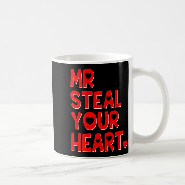 Mr Steal Your Heart Funny Valentines Day Boys Men  Kaffemugg (Höger)