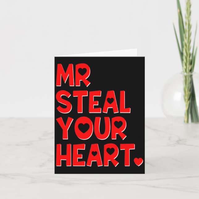 Mr Steal Your Heart Funny Valentines Day Boys Men  Kort (Framsida)