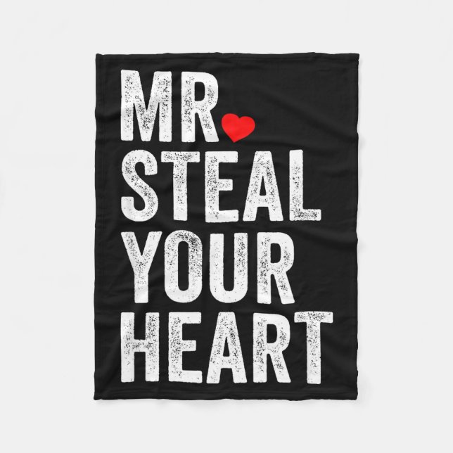 Mr. Steal Your Heart Funny Valentines Day Men’s  Fleecefilt (Framsidan)
