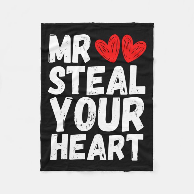 Mr Steal Your Heart Valentines Day Boys Kids  Fleecefilt (Framsidan)
