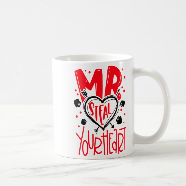 Mr Steal Your Heart Valentines Day Matching Coupl  Kaffemugg (Höger)