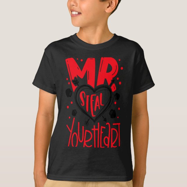 Mr Steal Your Heart Valentines Day Matching Coupl  T Shirt (Framsida)